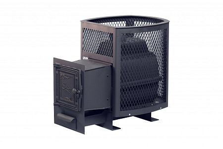 Печь банная чугунная "Сибирь-20" Универсальная чугунная дверца (Сетка)